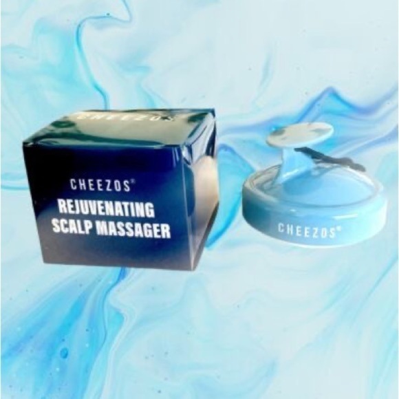 NEW UO CHEEZOS Blue White Rejuvenating Scalp Hair Head Massager Dry Brush Unisex - Picture 1 of 5
